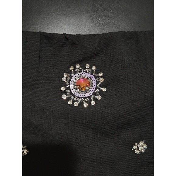 Corey Lynn Calter Mini Dress Womens XS Black Embellished Puff Sleeve Beaded Gem - Picture 5 of 8